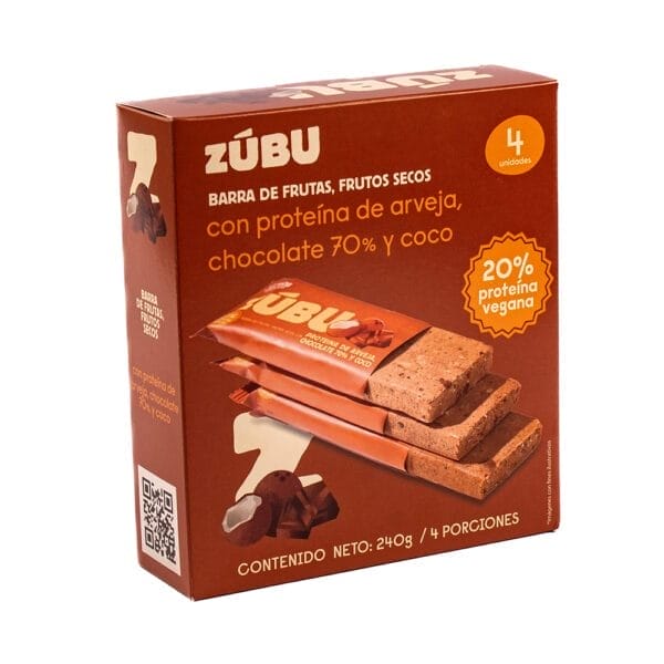 con arveja, chocolate 70% y coco